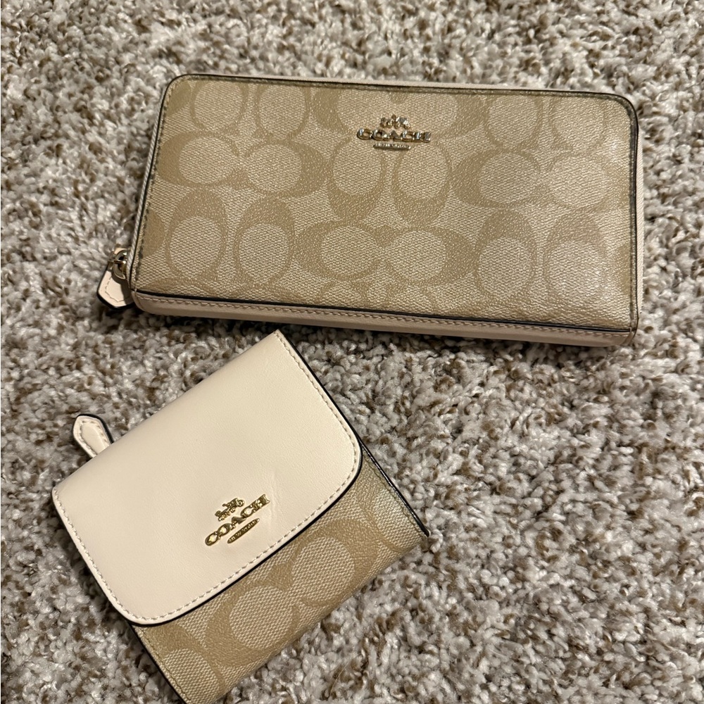 Coach Tan and Cream Wallet Duo
